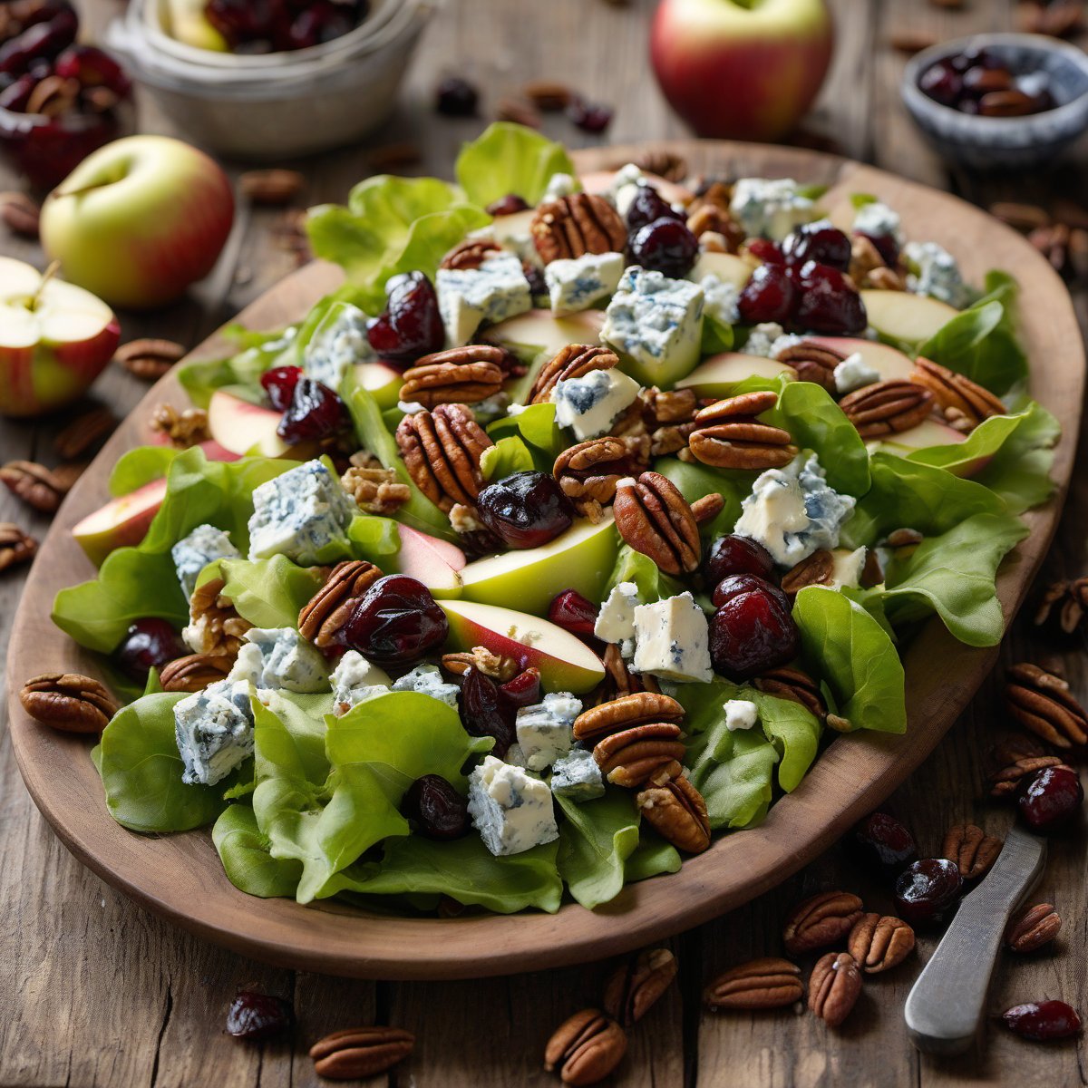 Apple, Pecan, and Blue Cheese Salad with Dried Cherries — Fresh homemade recipe photo