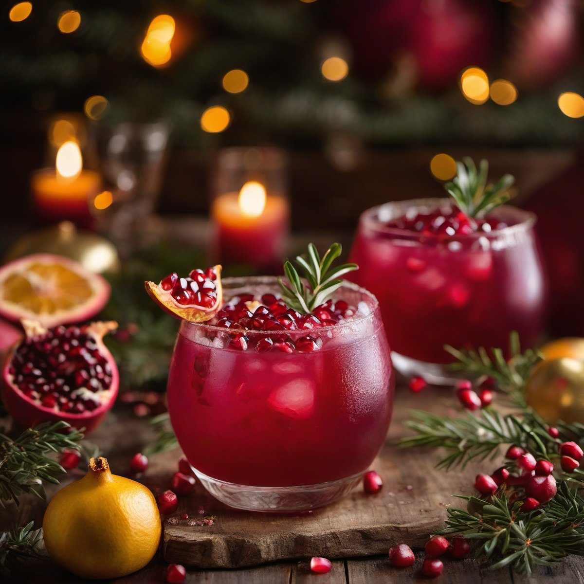 Pomegranate Christmas cocktail — Fresh homemade recipe photo