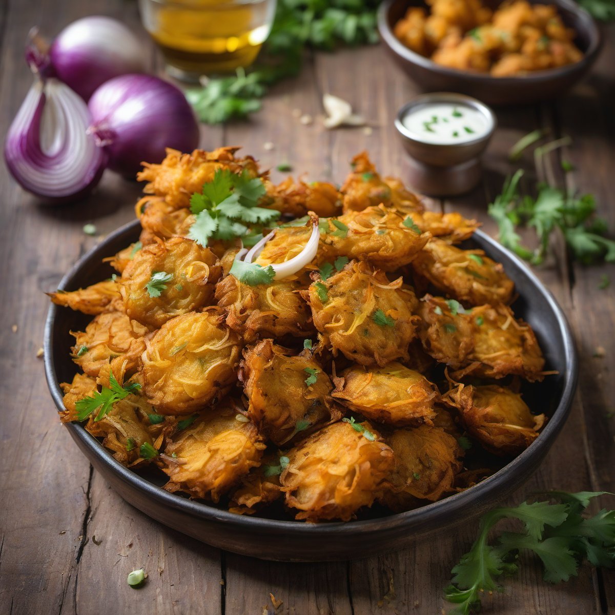 Tarkari na bhajia (onion bhajia) — Fresh homemade recipe photo