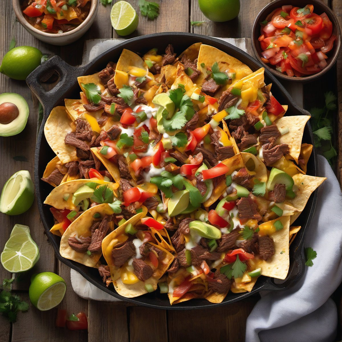Beef Fajita Nachos — Fresh homemade recipe photo