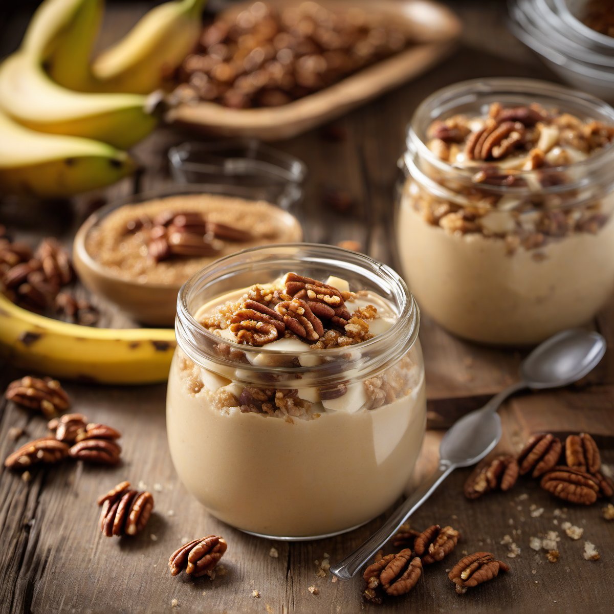 Brown Sugar Banana Parfaits with Maple-Glazed Pecans — Fresh homemade recipe photo