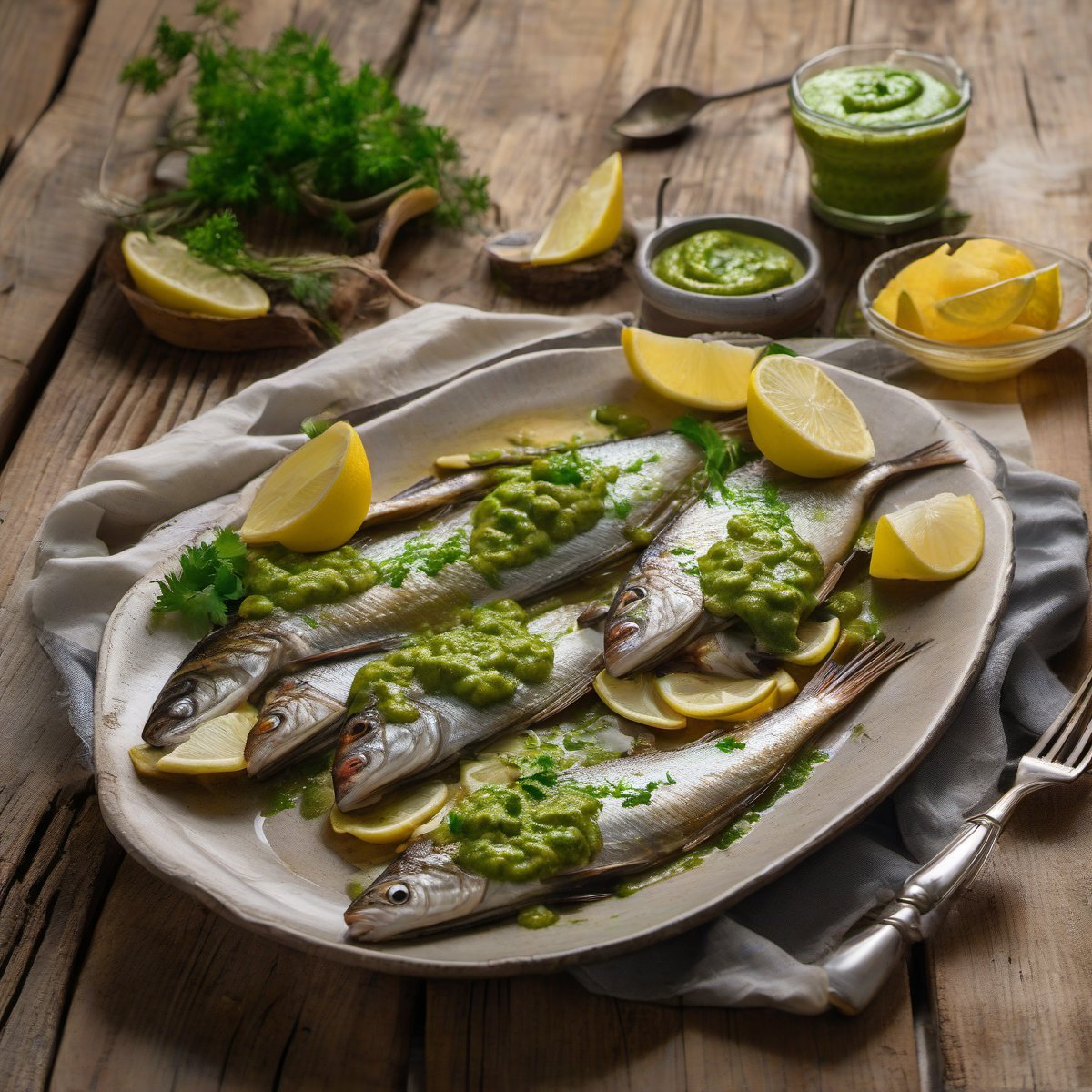 Devilled herrings with green sauce — Fresh homemade recipe photo