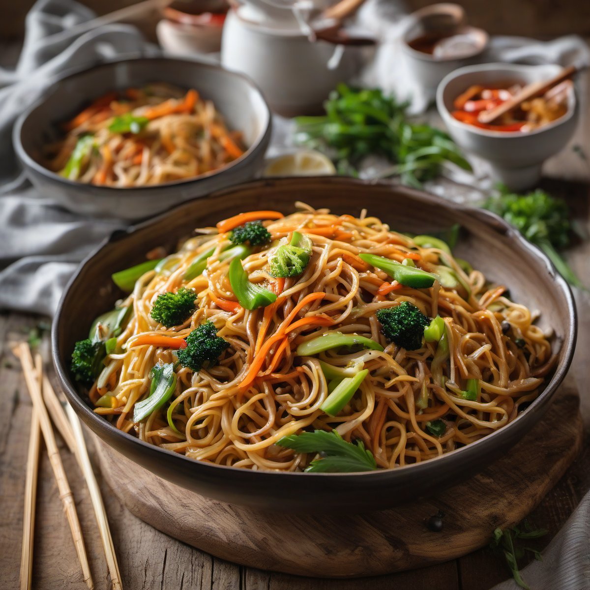 Vegetable Lo Mein Recipe with Homemade Noodles — Fresh homemade recipe photo