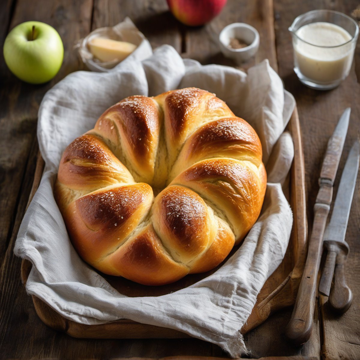Amazing Apple Challah Yeast Bread — Fresh homemade recipe photo