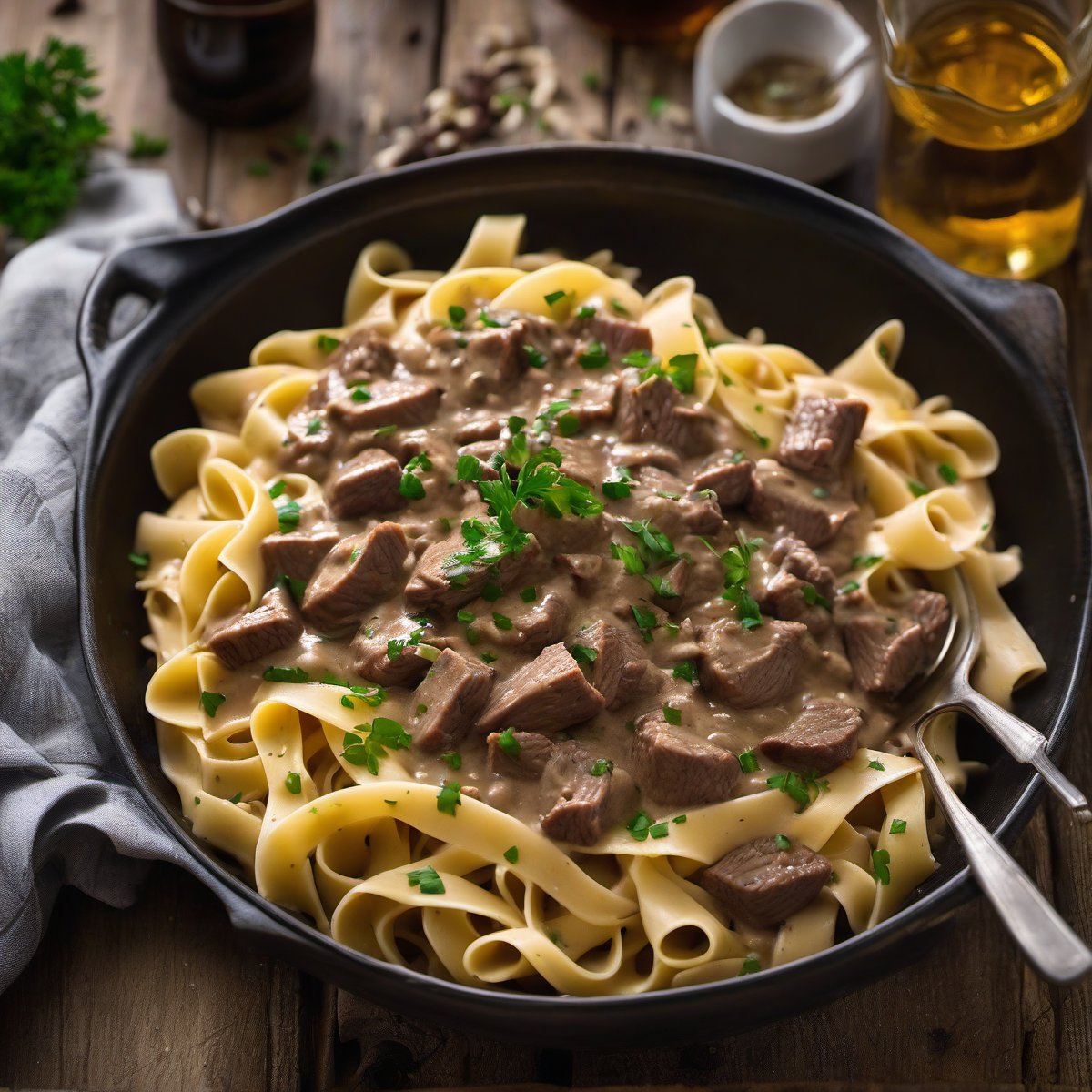 Beef Stroganoff with Butter Noodles — Fresh homemade recipe photo