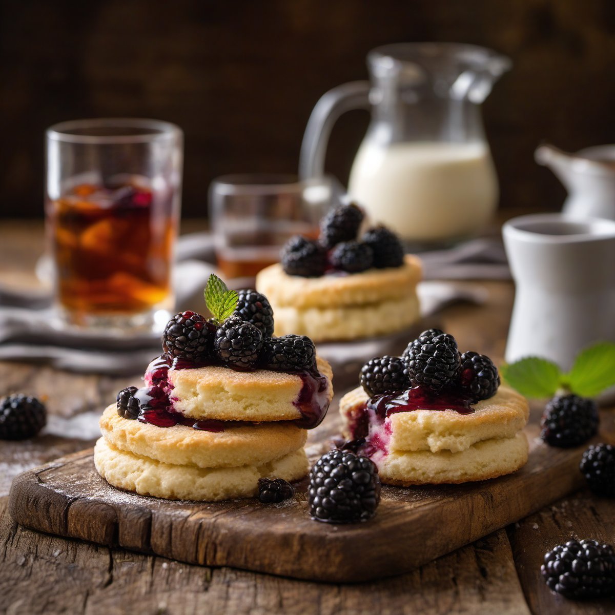 Blackberry Bourbon Shortcakes with Whiskey Cream — Fresh homemade recipe photo