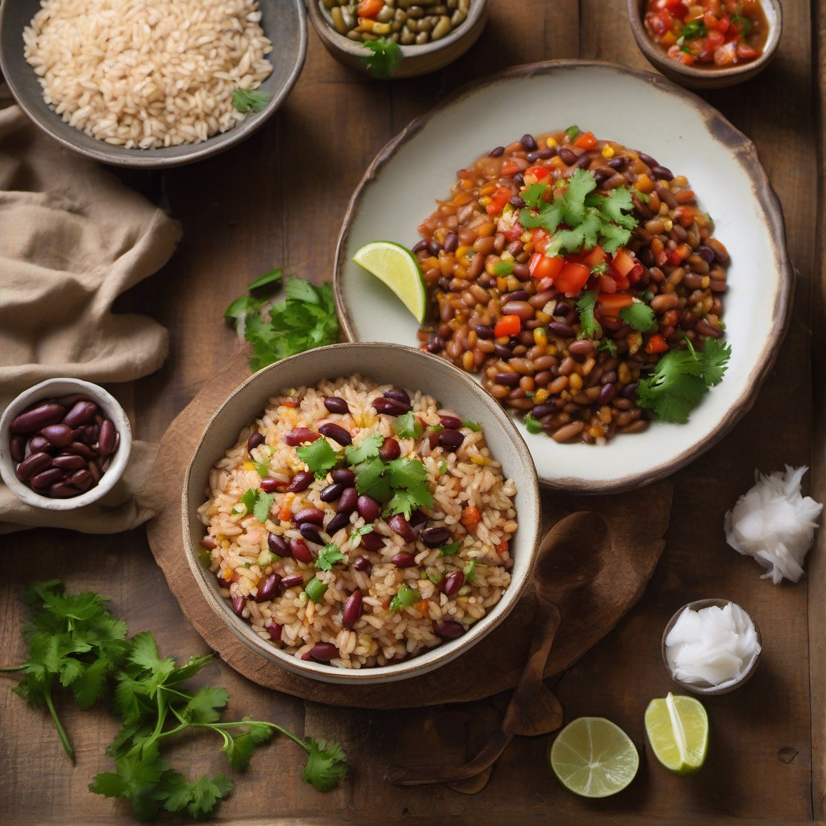 Brown Rice and Beans with Ginger Chile Salsa — Fresh homemade recipe photo