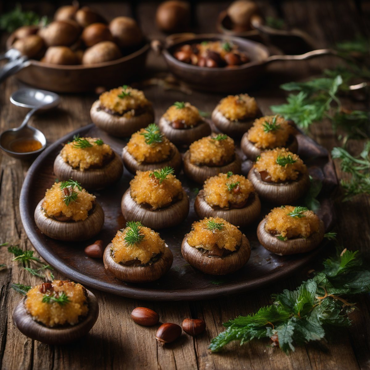 Chestnut stuffed mushrooms — Fresh homemade recipe photo