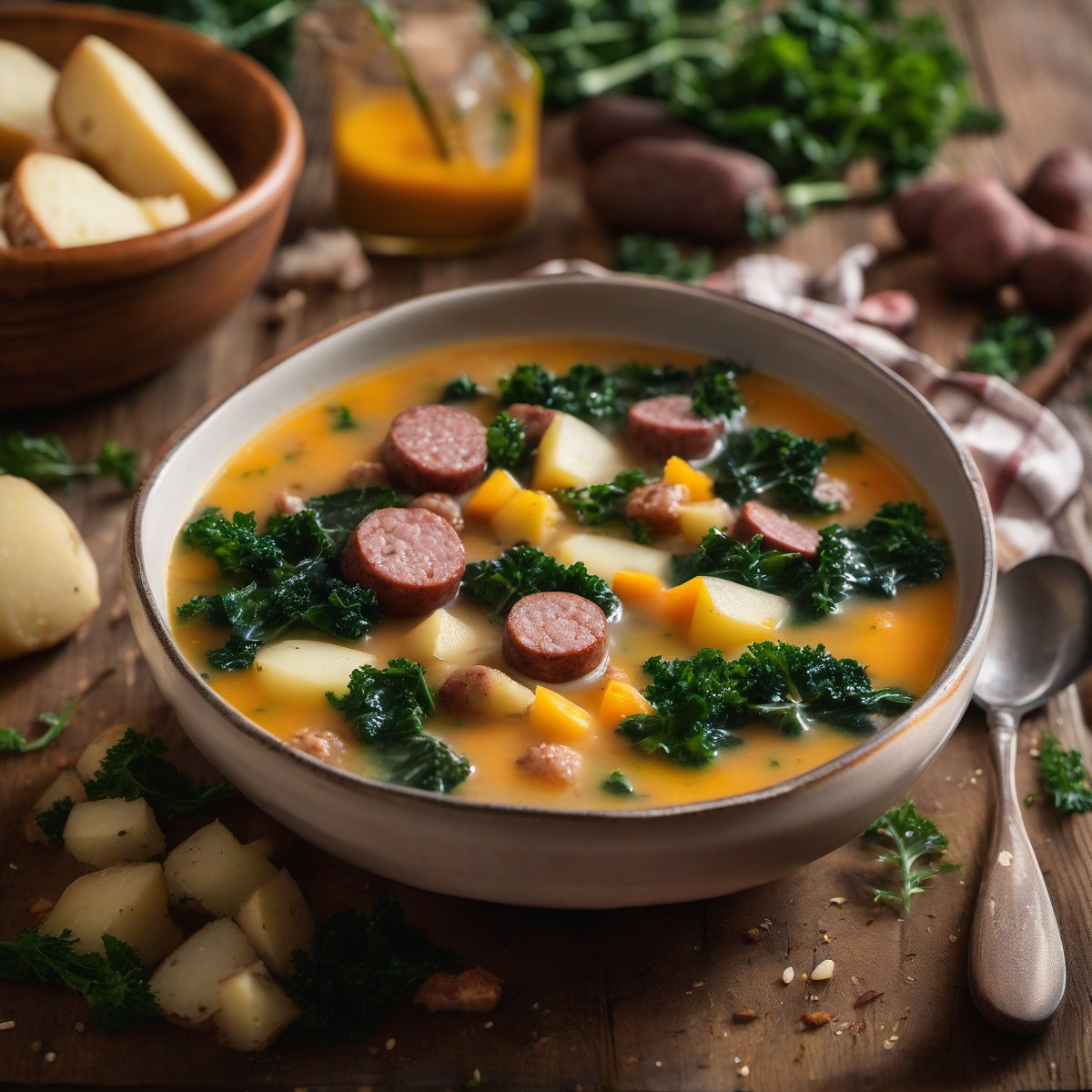 Sausage, Potato, and Kale Soup — Fresh homemade recipe photo