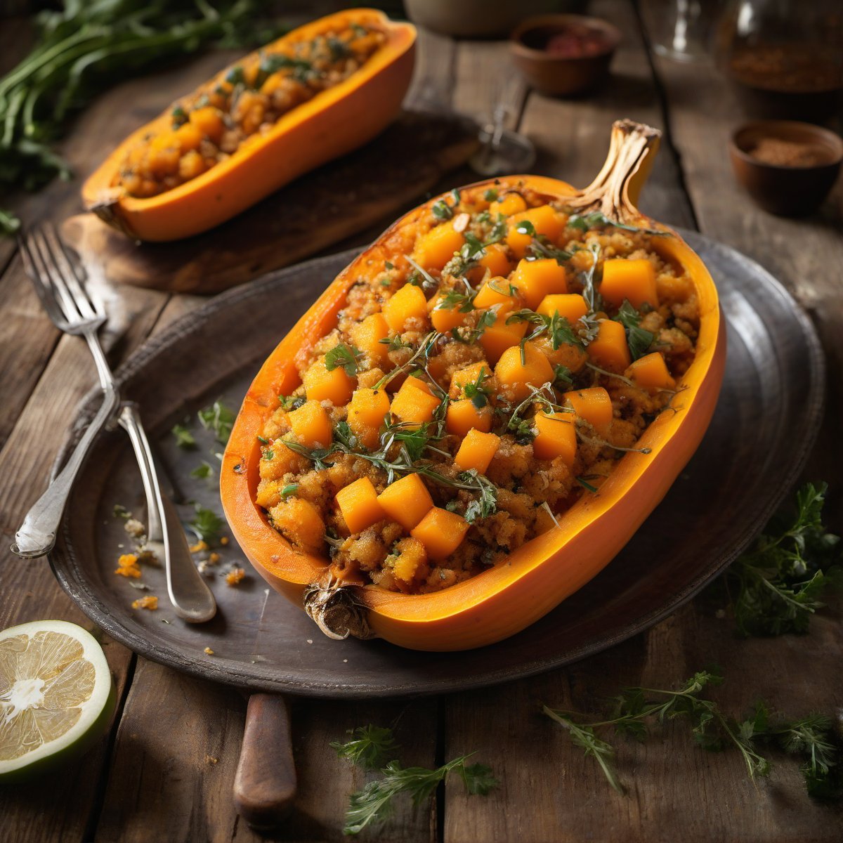 Stuffed butternut squash — Fresh homemade recipe photo