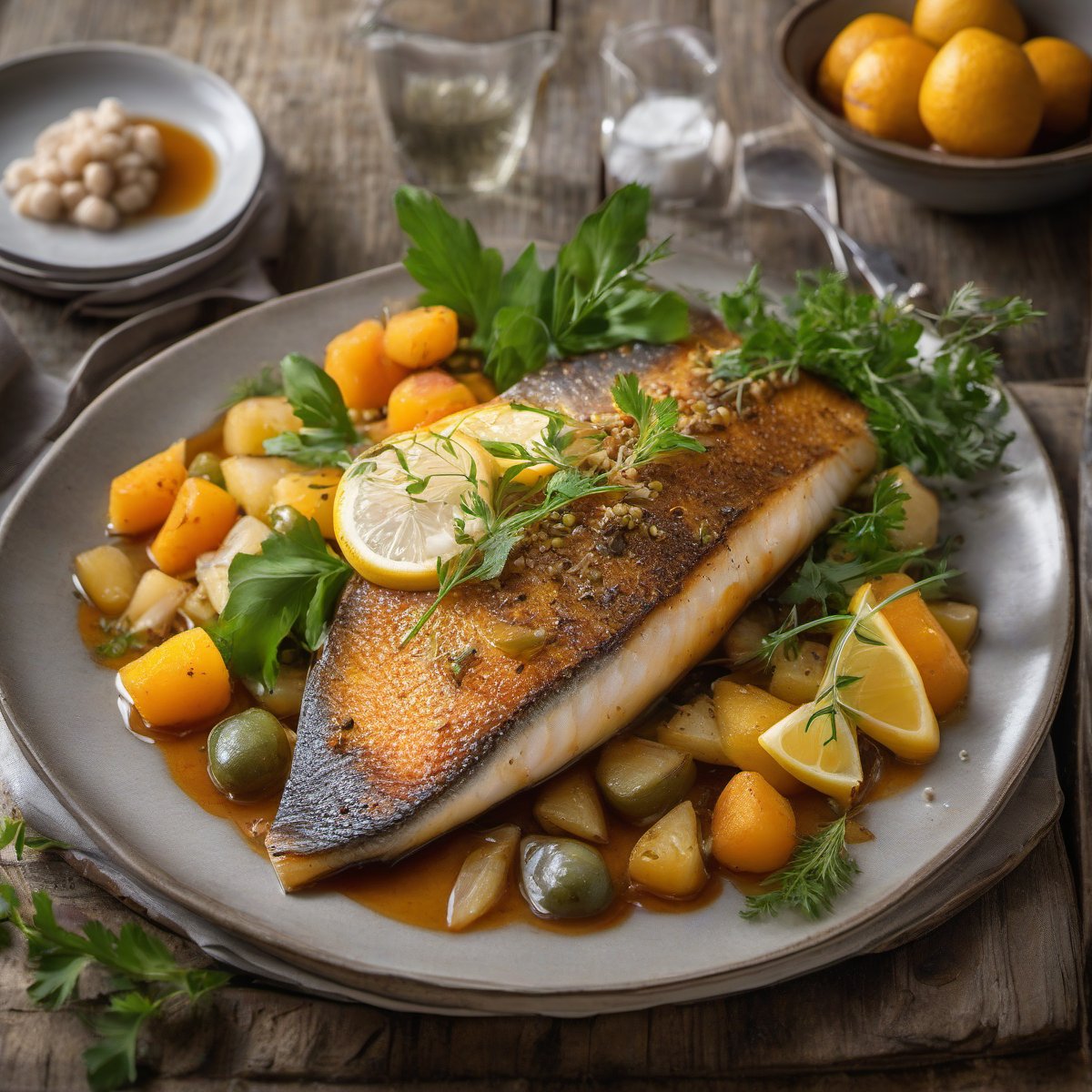 Sweet and sharp sea bass — Fresh homemade recipe photo